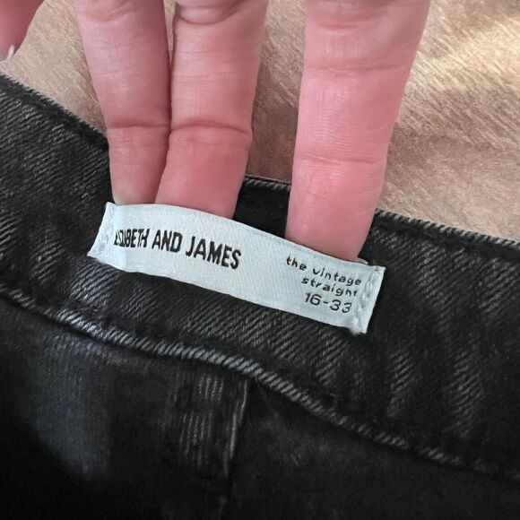 Elizabeth And James The Vintage Straight Black Washed Jeans Size 16 - 33 Basic - Picture 3 of 6
